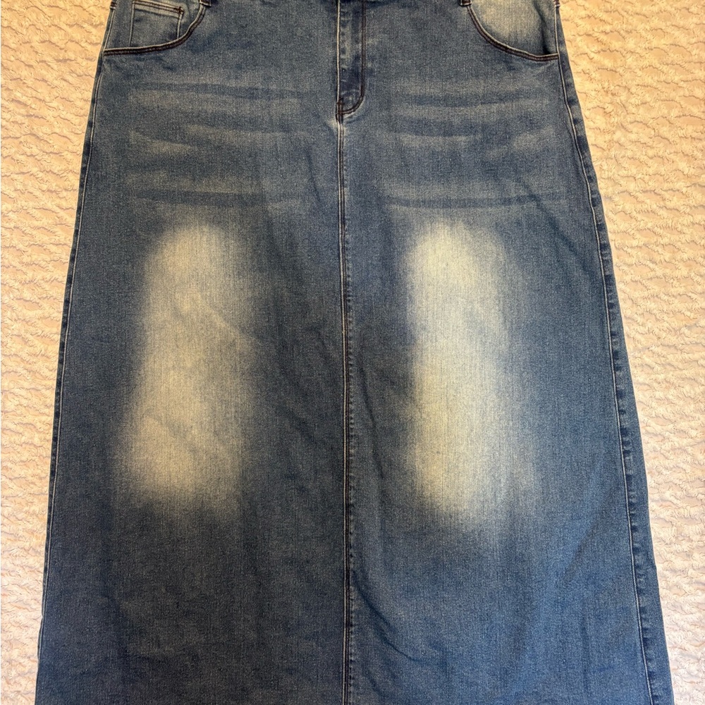 Classic Blue Denim Maxi Skirt